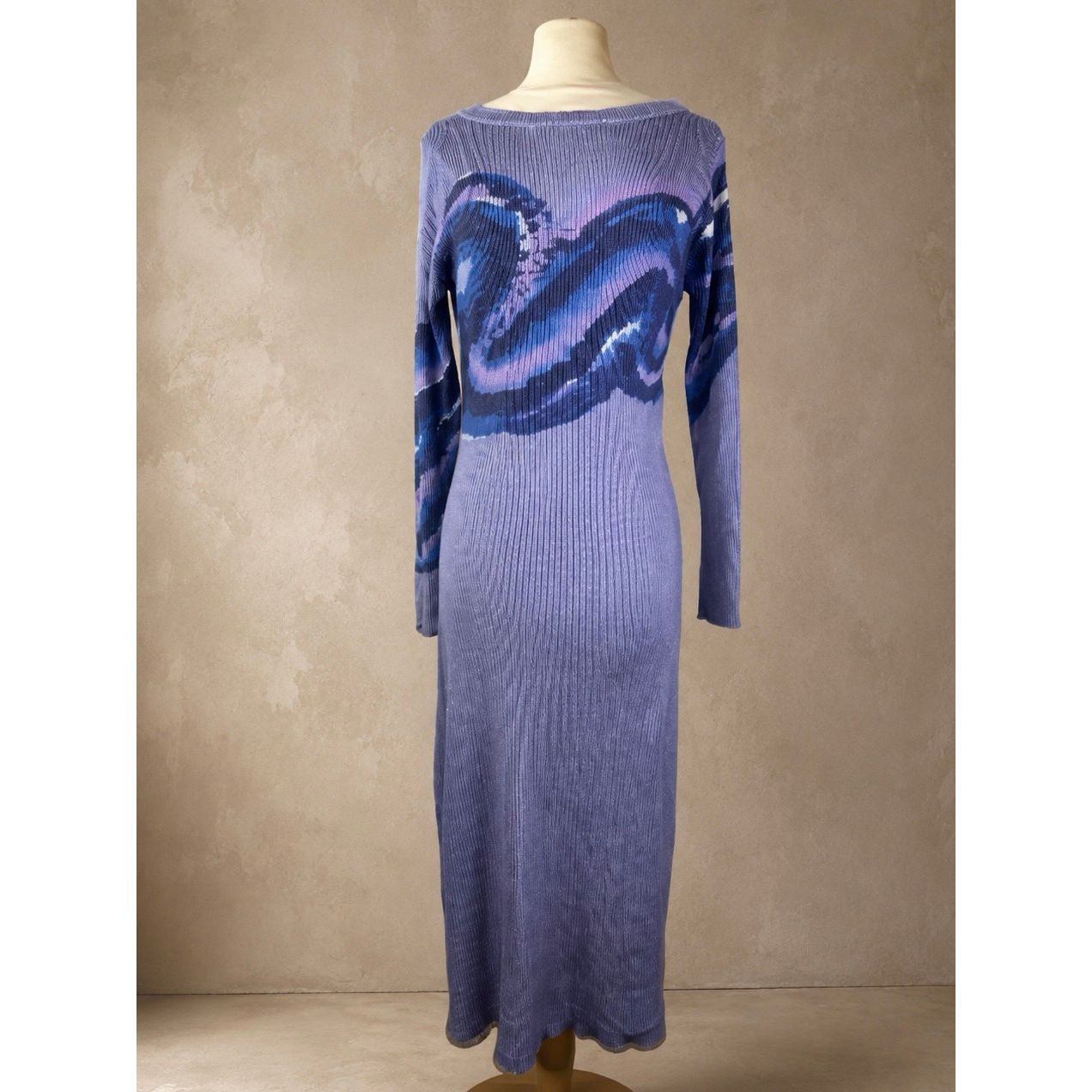 Prabal Gurung Sz L Tie Dye Purple & Blue Crewneck Sweater Dress